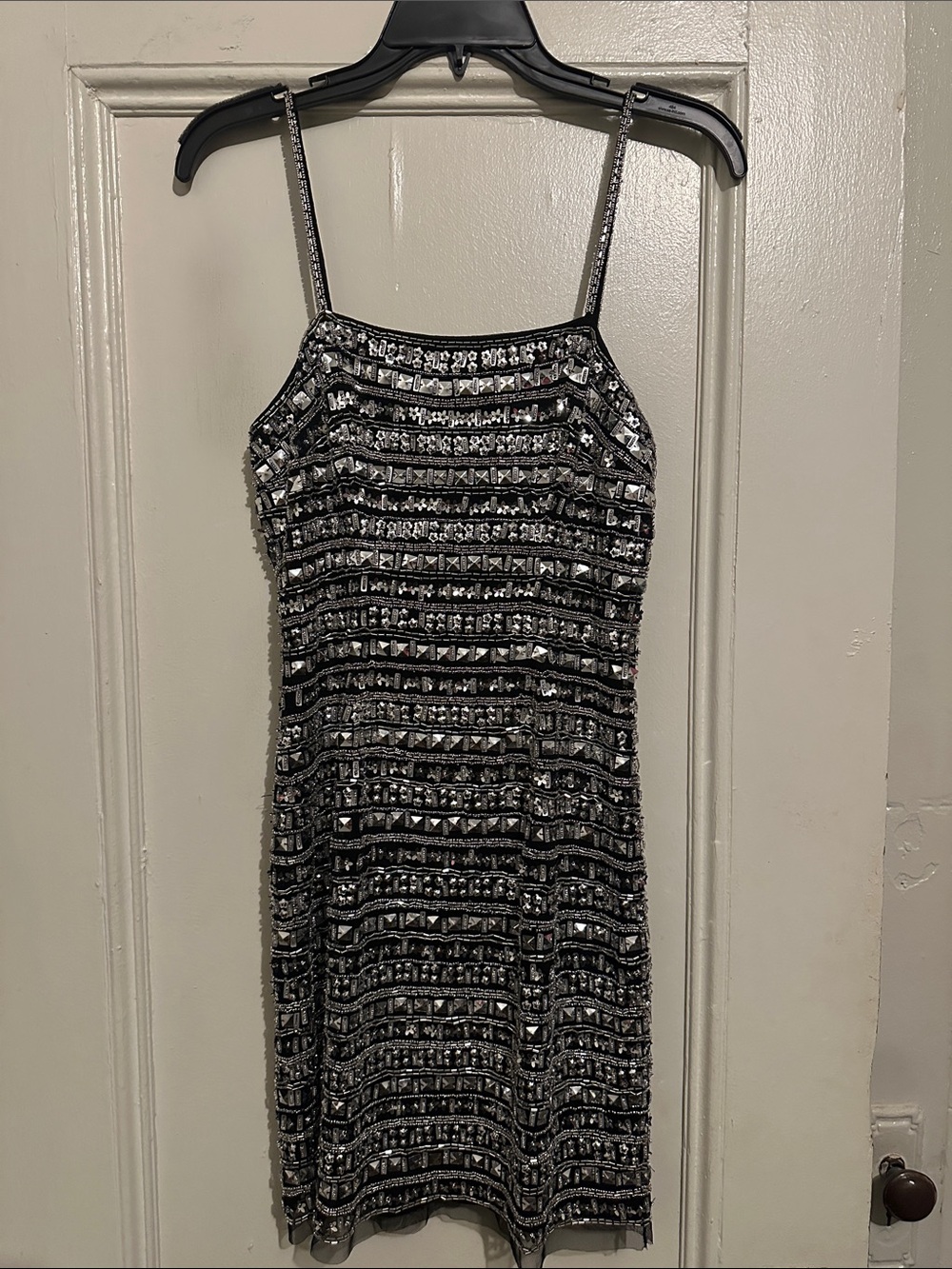 NWT Liv Foster Ember Beaded Sparkling Mini Silver Slip Dress. Size 2.